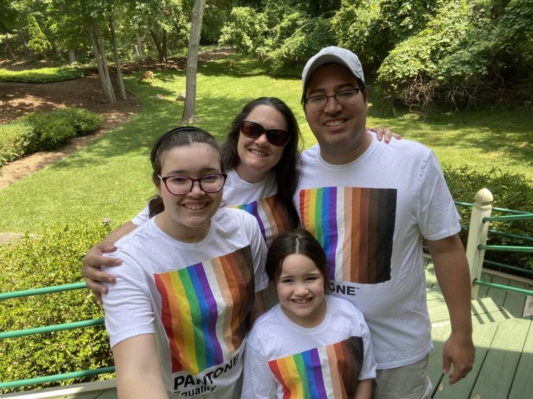 family wearing Pantone Equality t-shirts