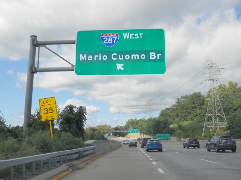 photograph of a Mario Cuomo Bridge sign